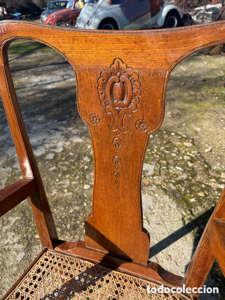 Vintage: Gran Sillon en Madera con asiento de rejilla - Foto 5