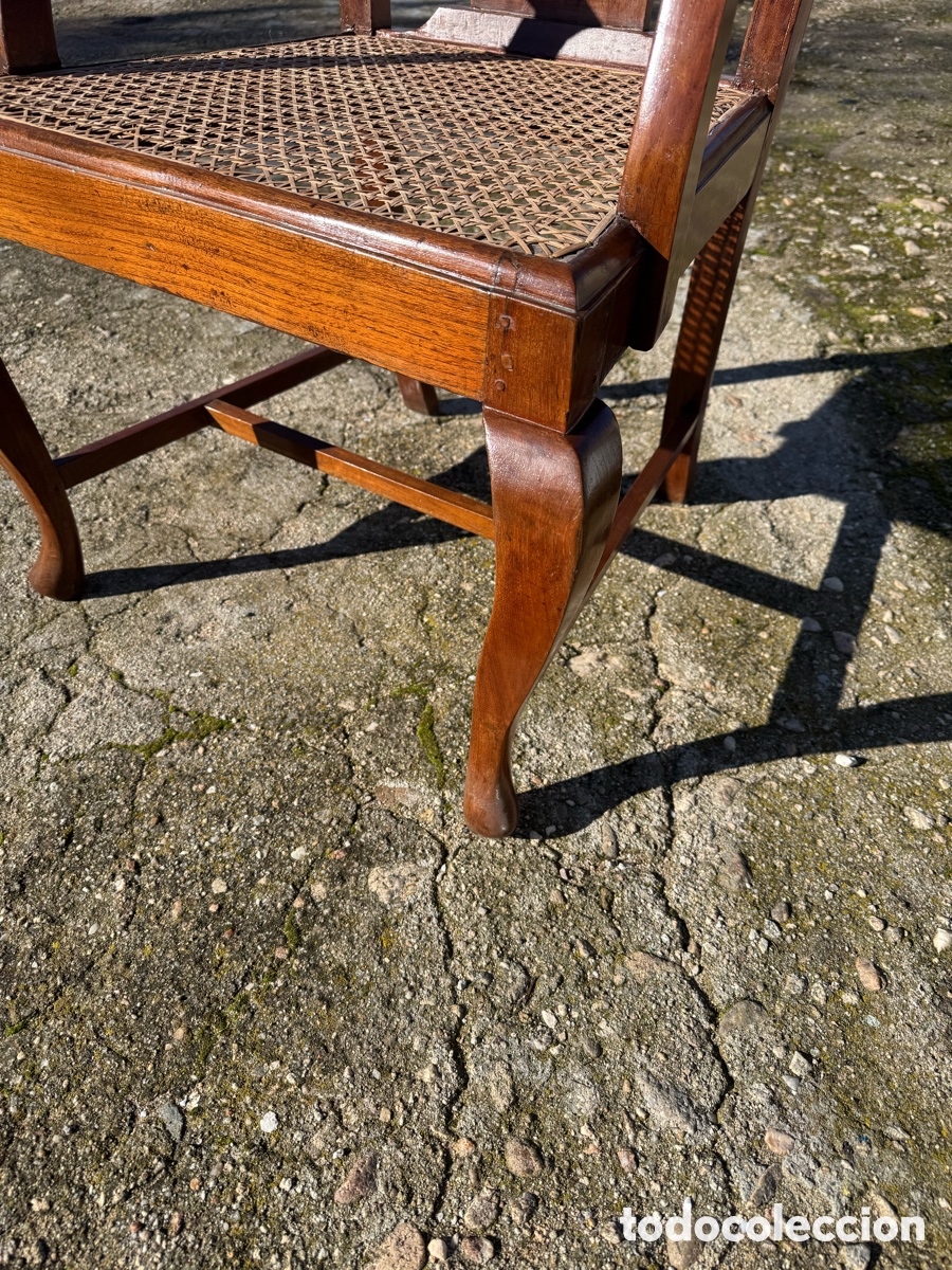 Vintage: Gran Sillon en Madera con asiento de rejilla - Foto 6