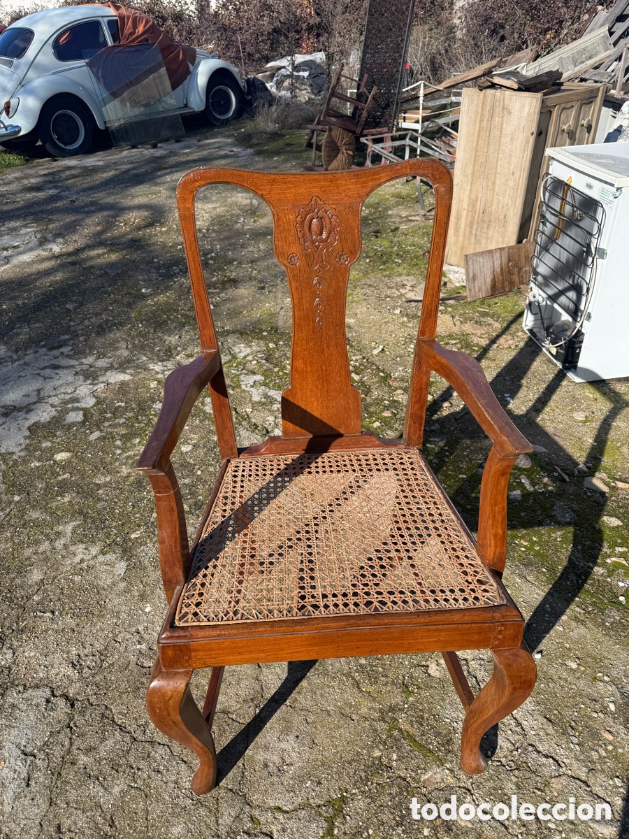 Vintage: Gran Sillon en Madera con asiento de rejilla - Foto 8