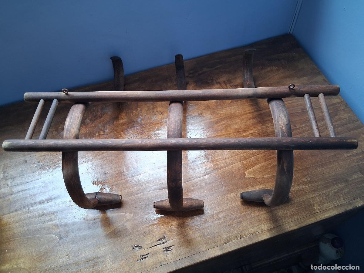 Vintage: Perchero percha Thonet de madera curva curvada 3 brazos - Foto 3