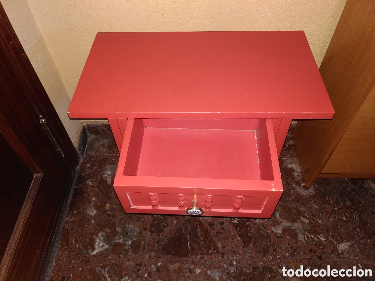 Vintage: Mesilla roja de madera - Foto 3