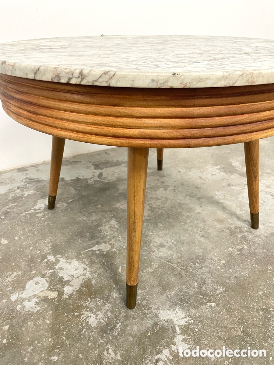 Vintage: Mesa de centro de madera y m&aacute;rmol - Foto 5