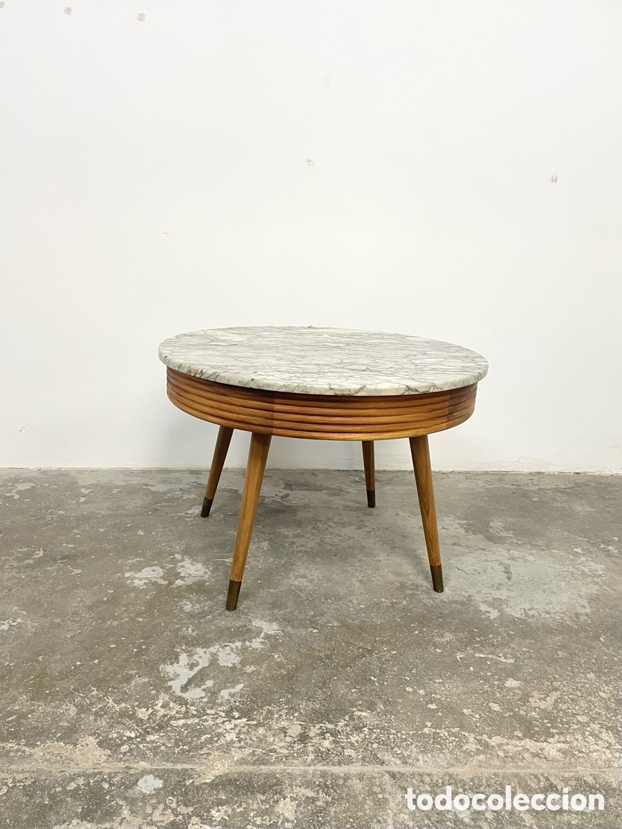 Vintage: Mesa de centro de madera y m&aacute;rmol - Foto 7