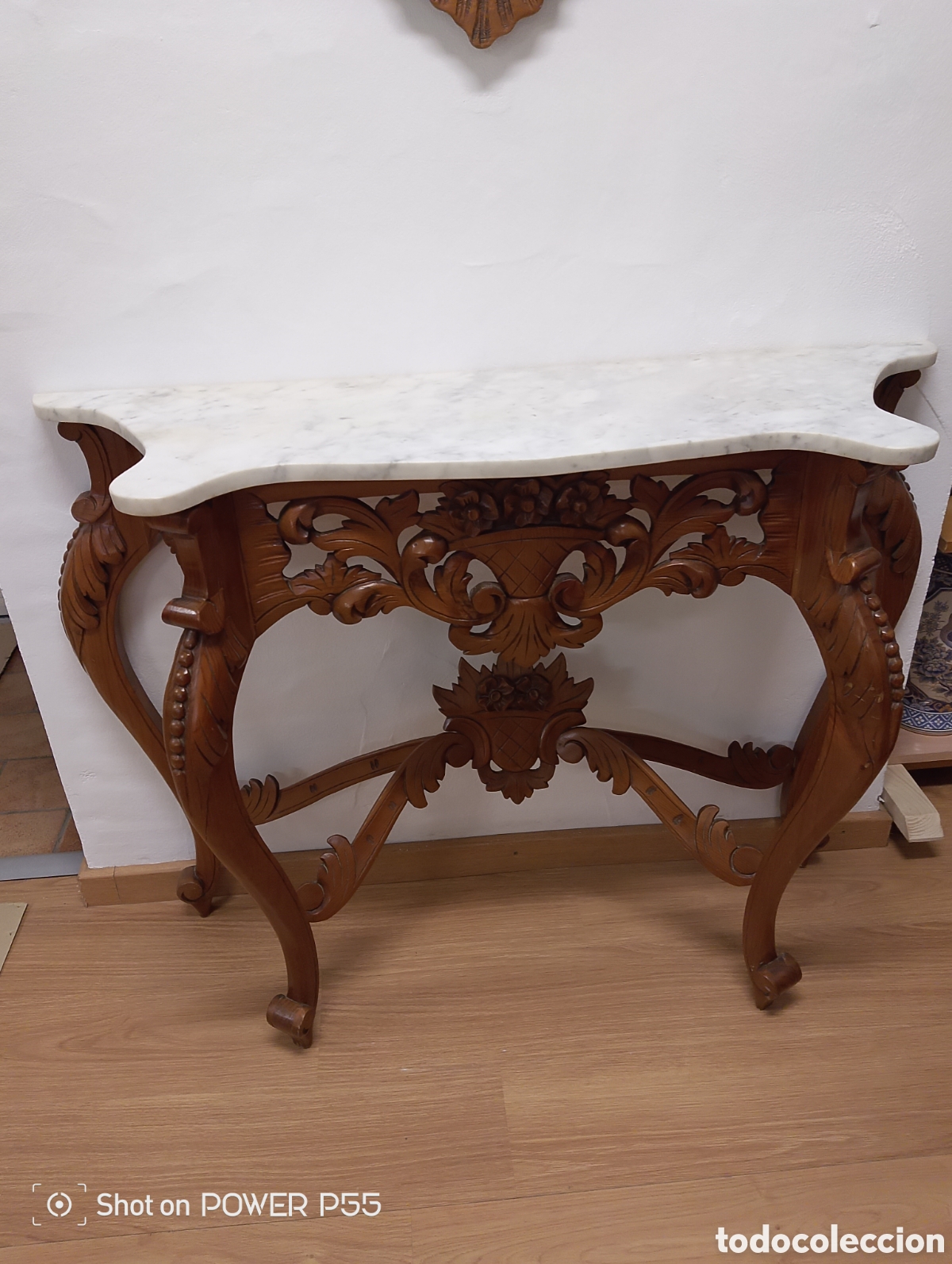 Vintage: Consola de madera con espejo biselado. - Foto 2