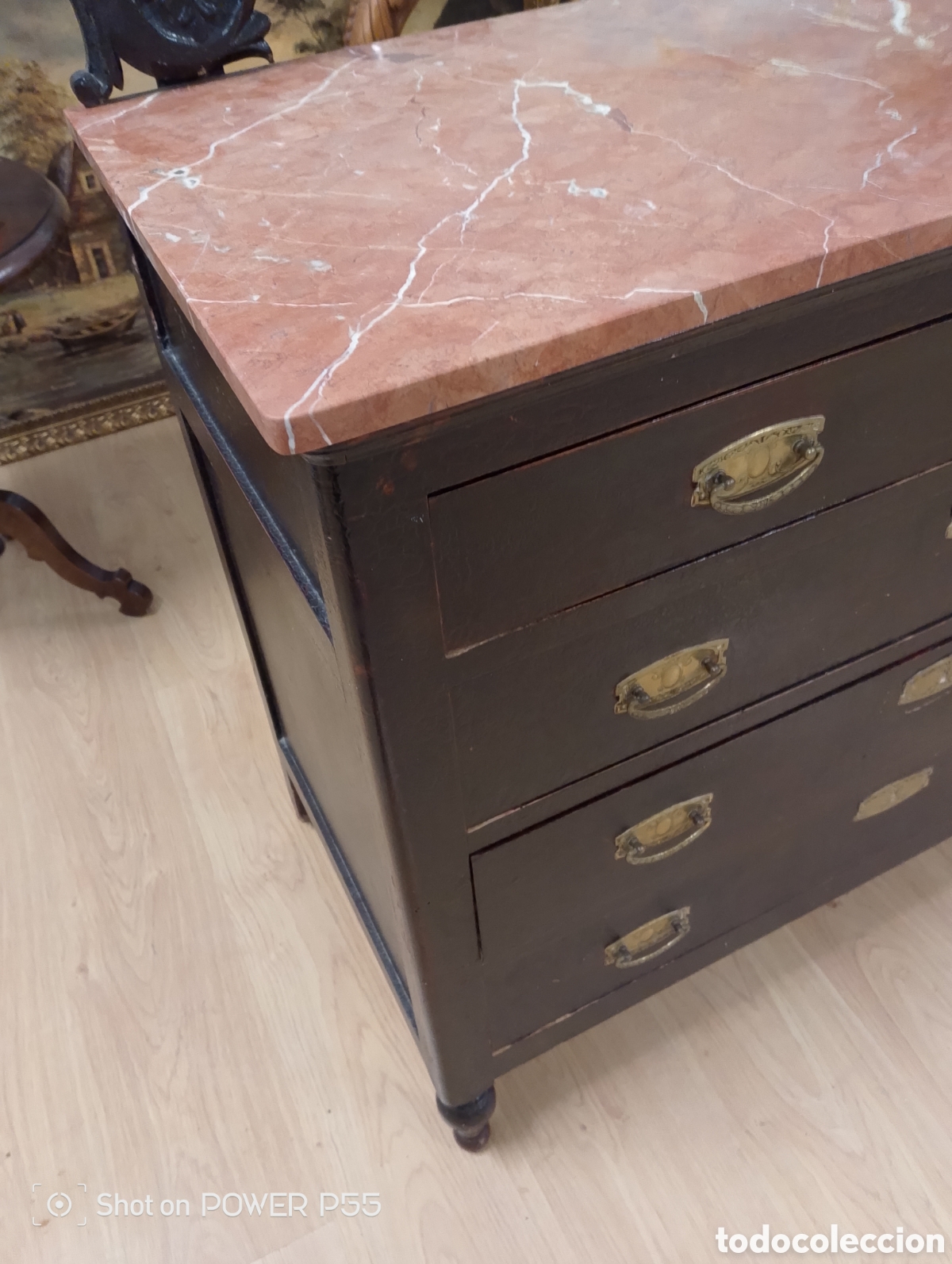 Vintage: C&oacute;moda con m&aacute;rmol marron - Foto 3
