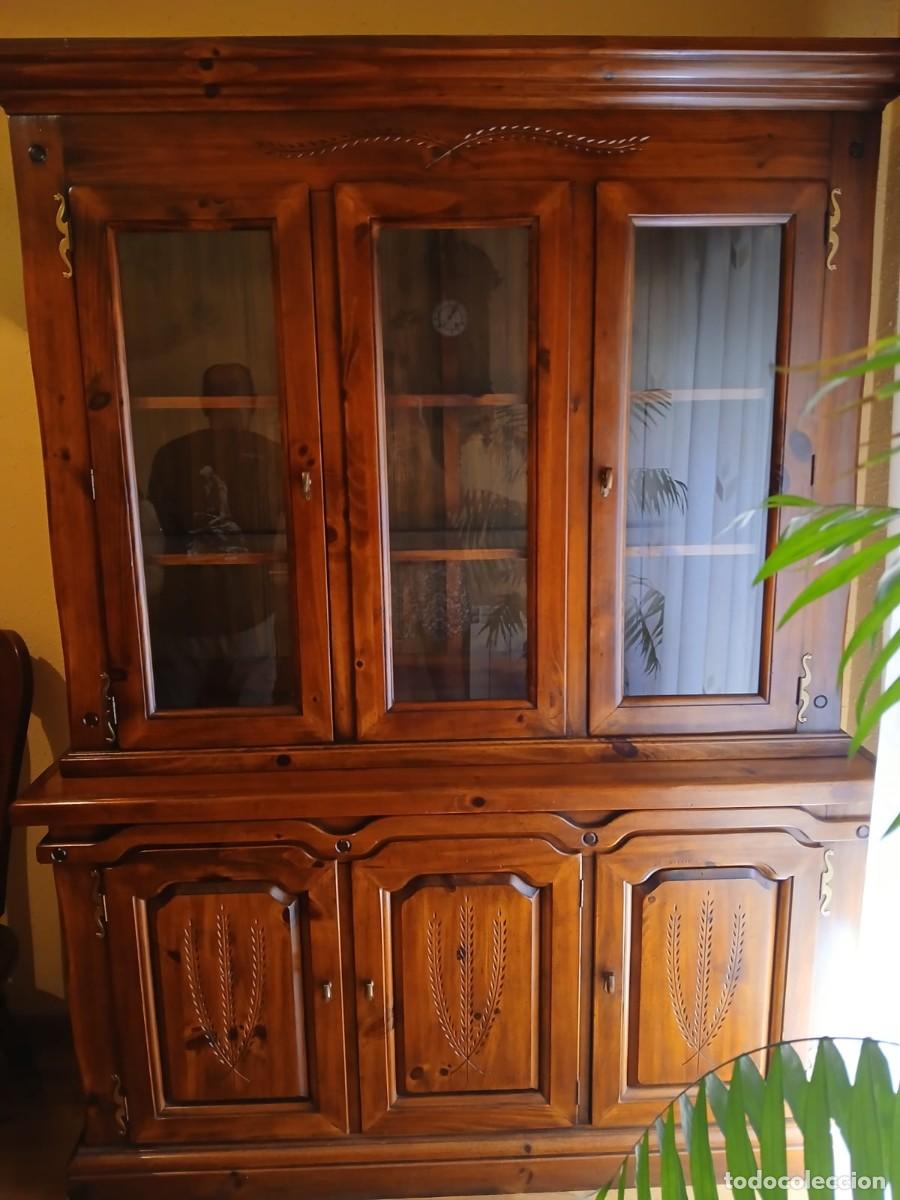 Vintage: Mesa, 6 sillas y vitrina madera maciza - Foto 2