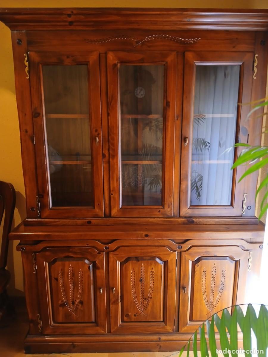 Vintage: Mesa, 6 sillas y vitrina madera maciza - Foto 6