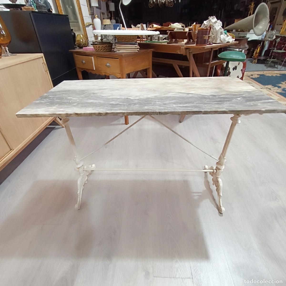 Vintage: Mesa Bistr&oacute; M&aacute;rmol y Hierro Blanco. - Foto 5