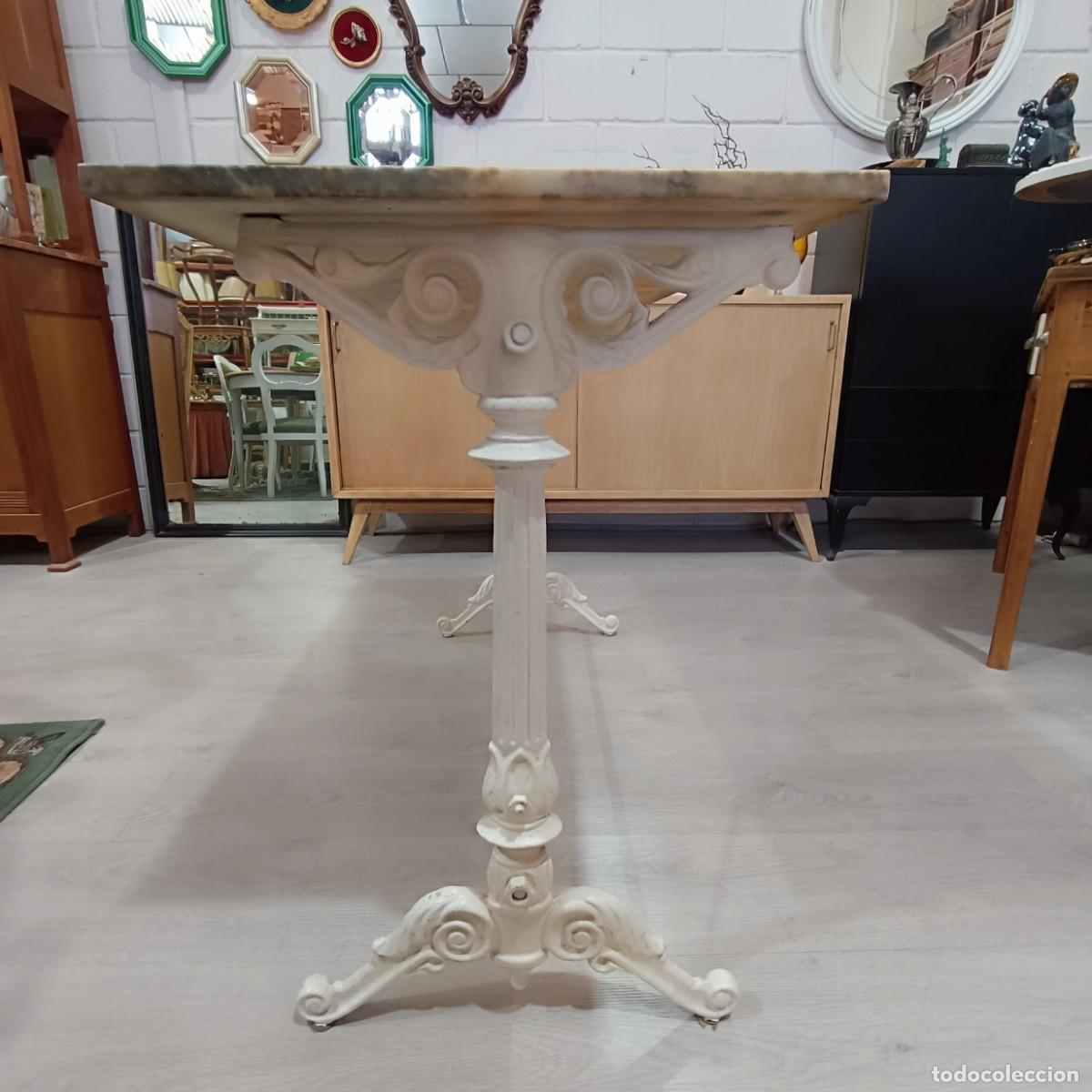 Vintage: Mesa Bistr&oacute; M&aacute;rmol y Hierro Blanco. - Foto 7