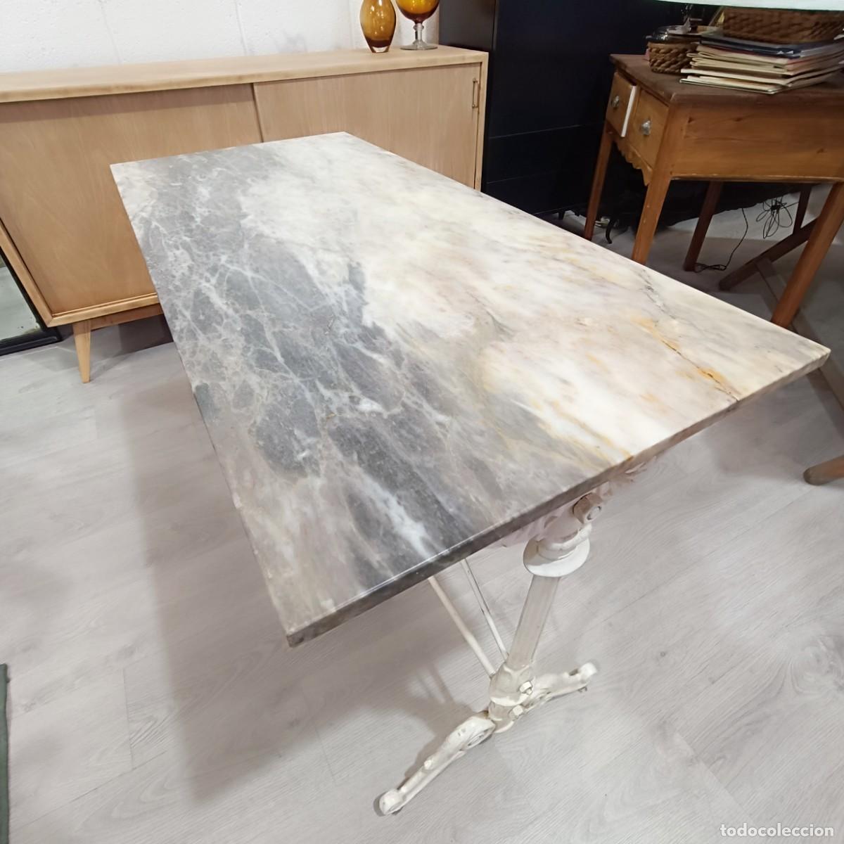 Vintage: Mesa Bistr&oacute; M&aacute;rmol y Hierro Blanco. - Foto 9