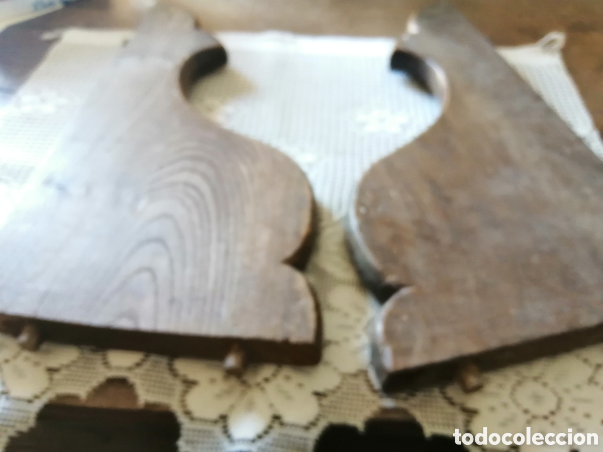 Vintage: PAREJA REMATES DE MUEBLE. MADERA DE CASTA&Ntilde;O - Foto 4