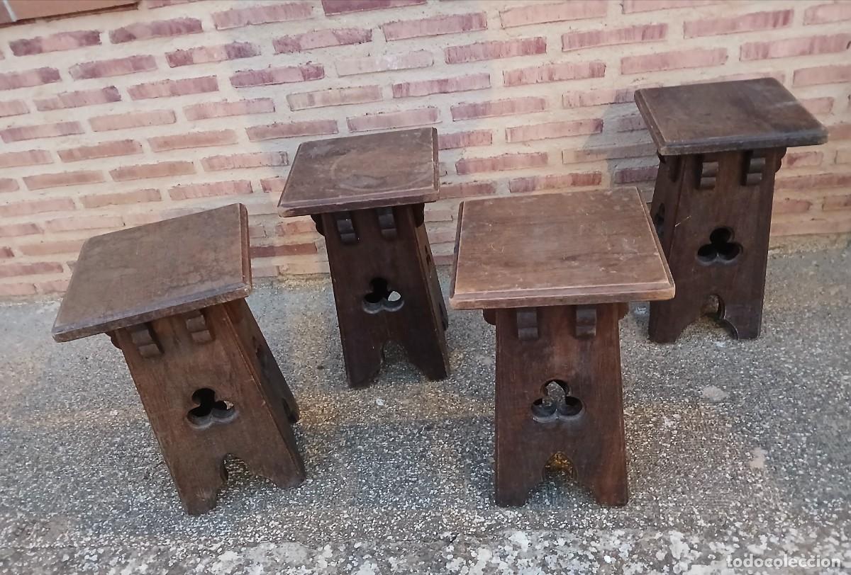 Vintage: Taburete banqueta en madera estilo g&oacute;tico - Foto 4