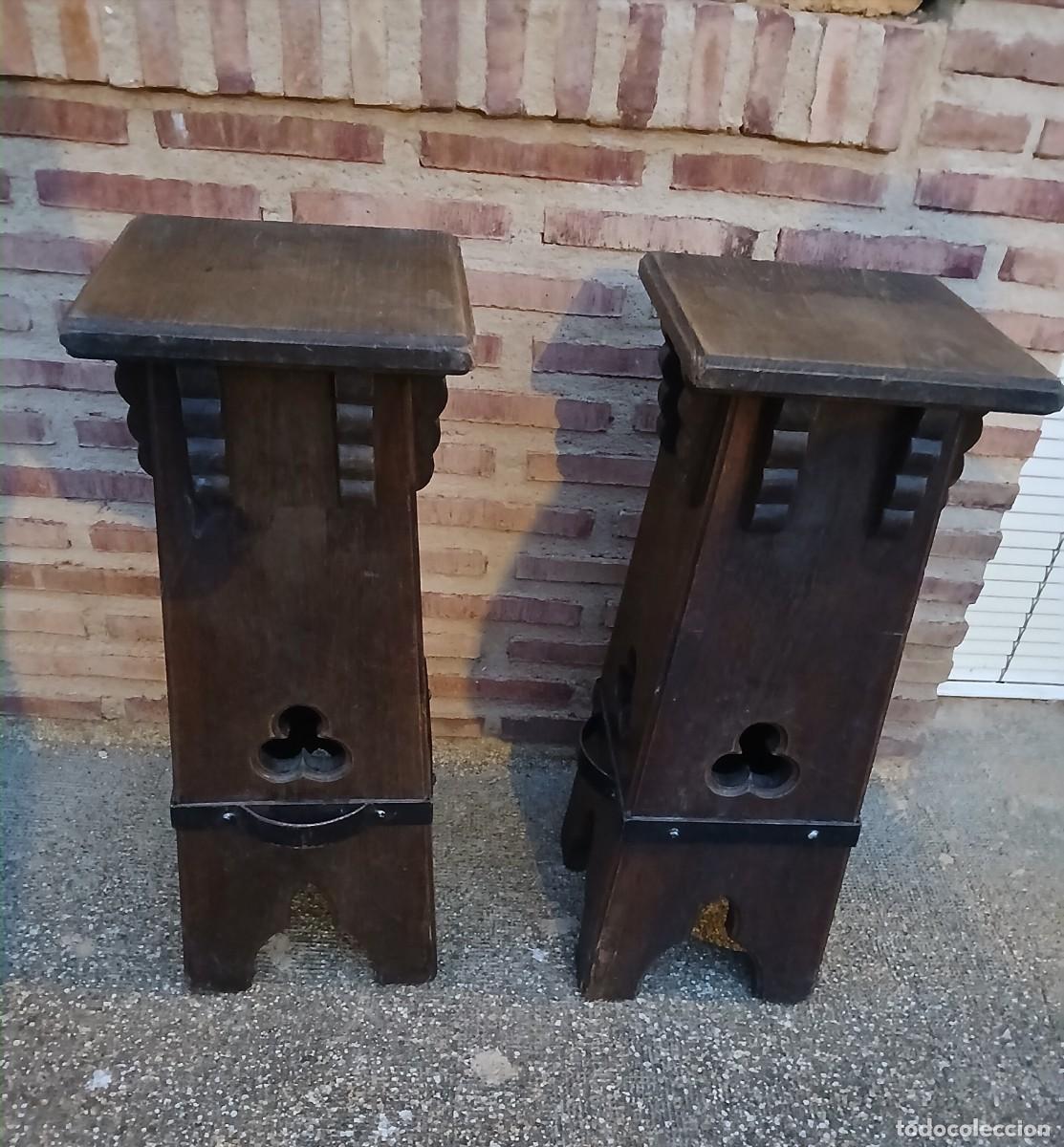 Vintage: Taburete banqueta en madera estilo g&oacute;tico - Foto 6