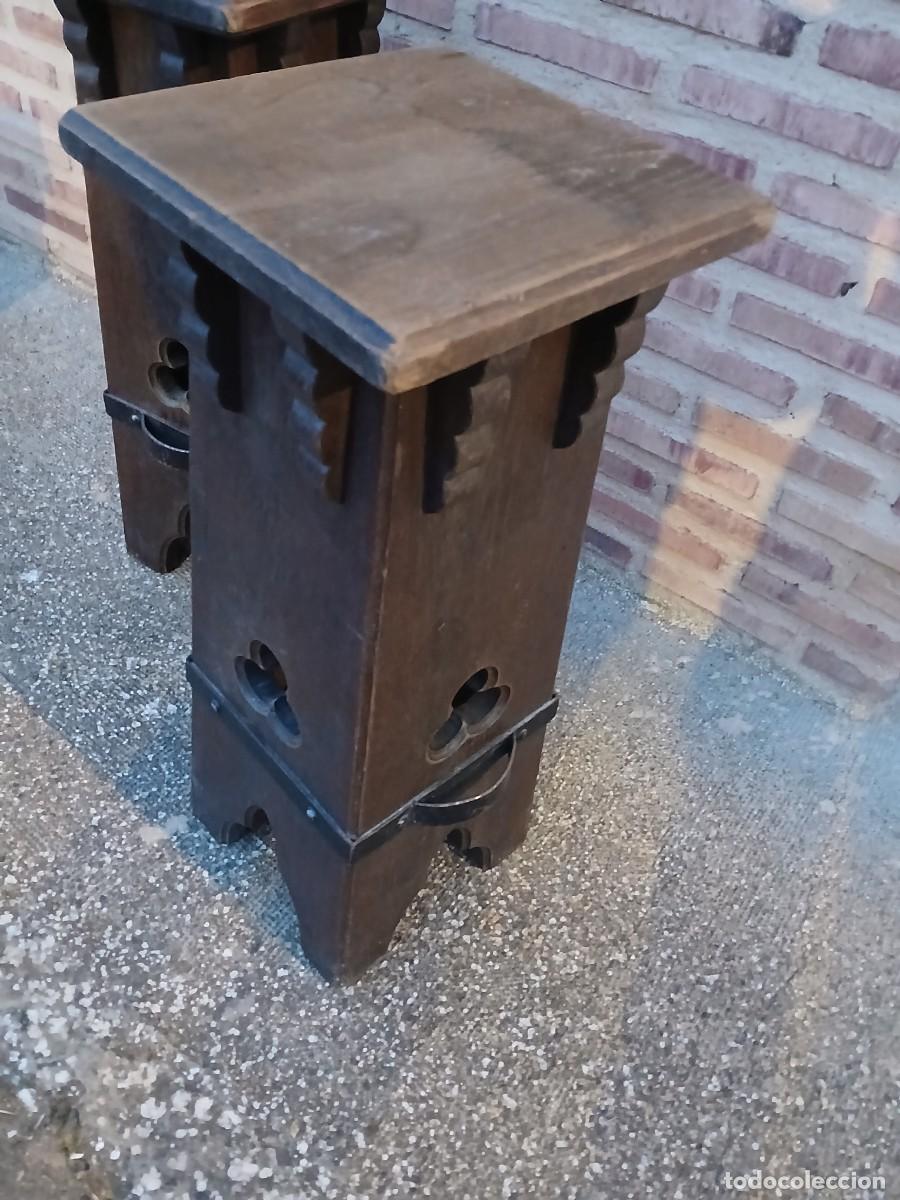 Vintage: Taburete banqueta en madera estilo g&oacute;tico - Foto 7