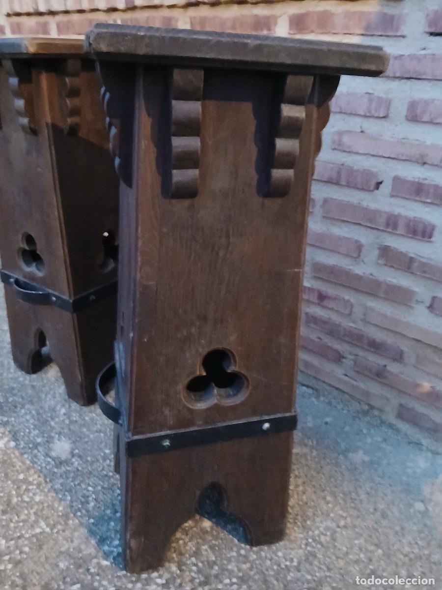 Vintage: Taburete banqueta en madera estilo g&oacute;tico - Foto 8