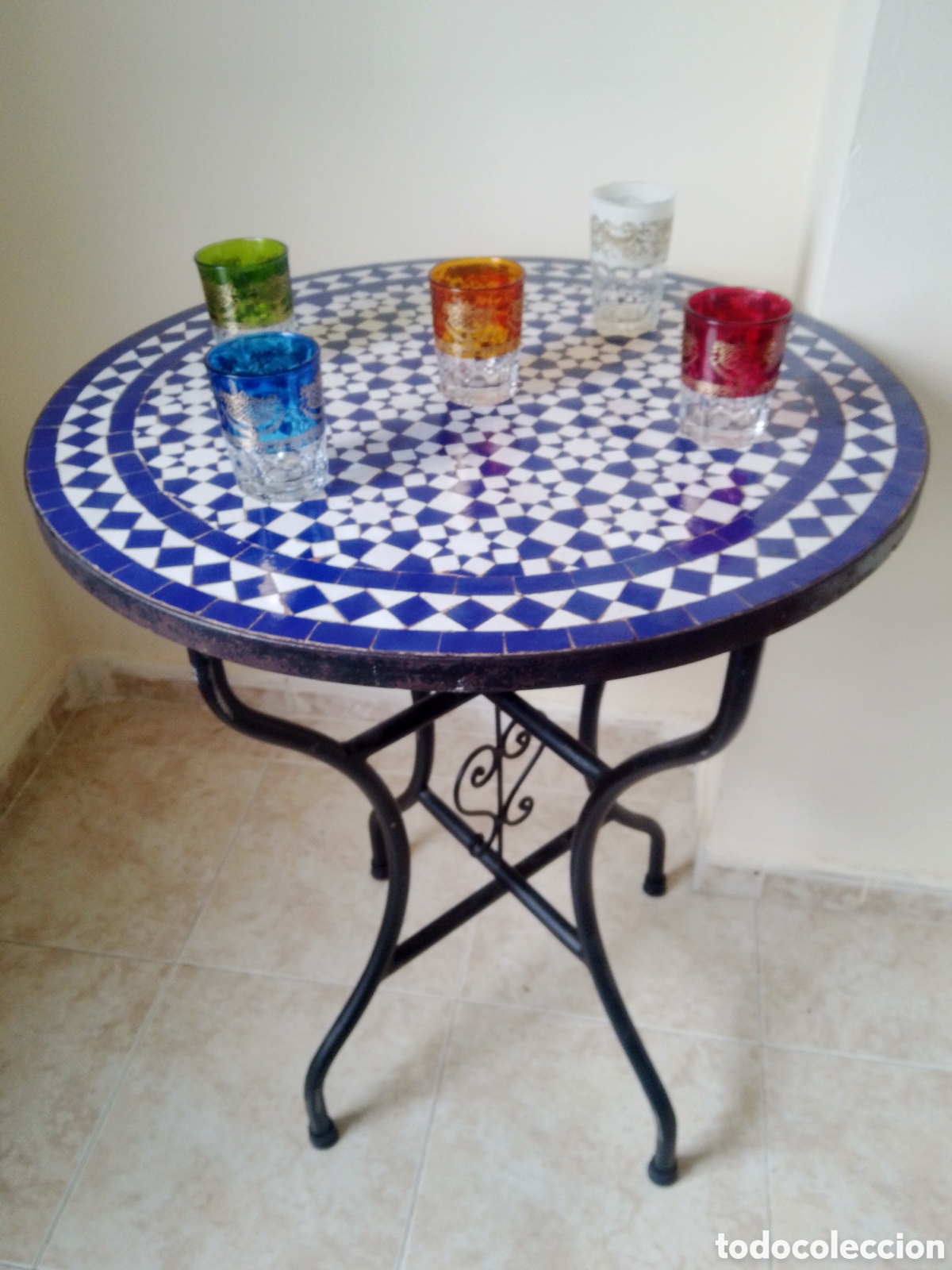 Vintage: Mesa con mosaico artesanal - Foto 3