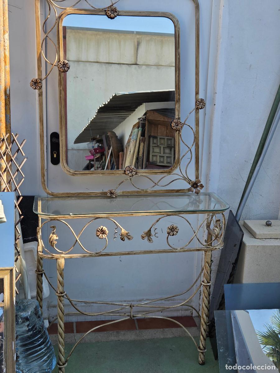 Vintage: consola y espejo de hierro - Foto 1