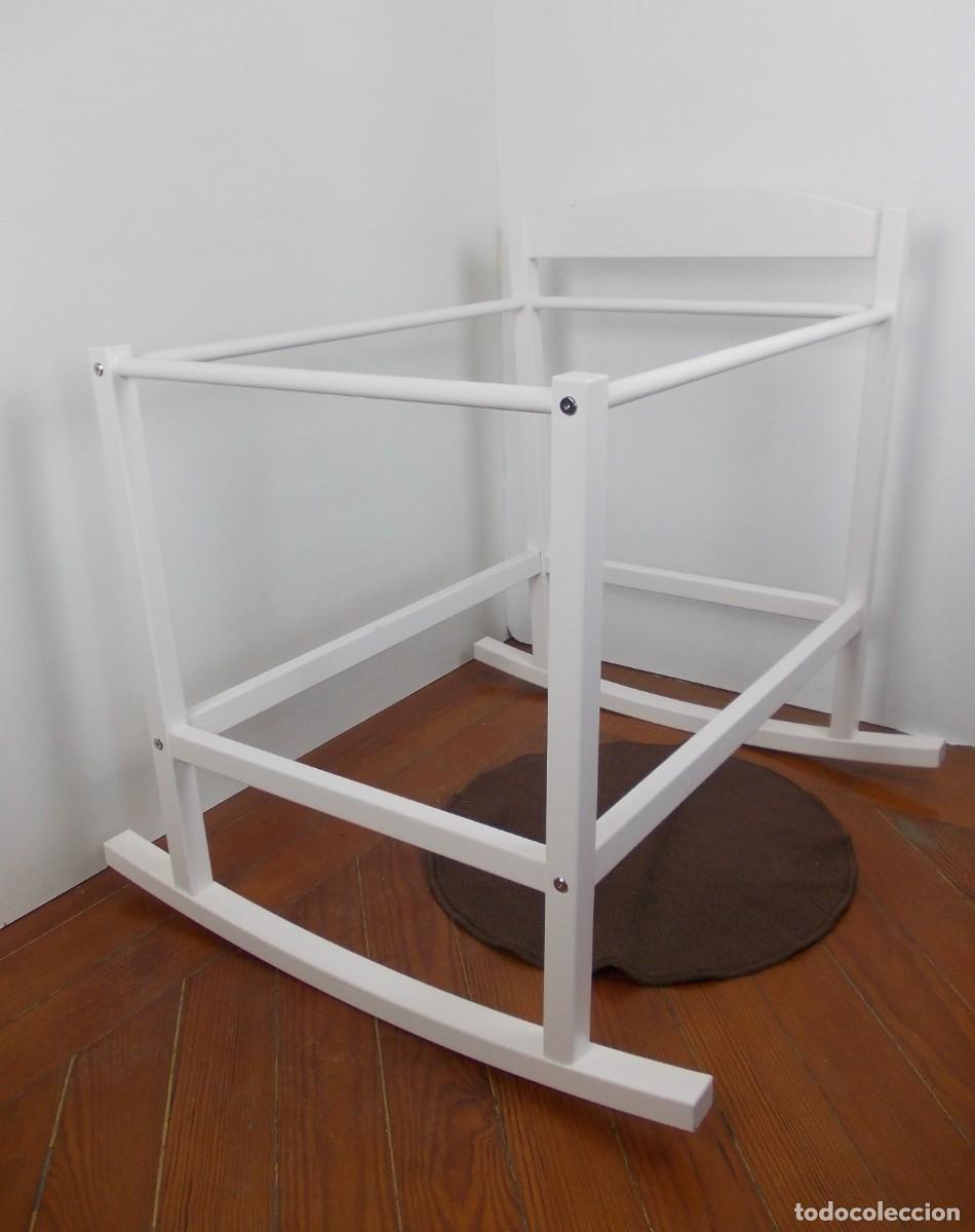 Vintage: Soporte mecedor cuna madera blanca balanc&iacute;n beb&eacute; estructura vintage ligera estable
