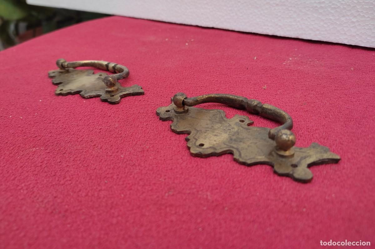 Vintage: 2 tiradores de bronce vintage - 9,5cm de ancho