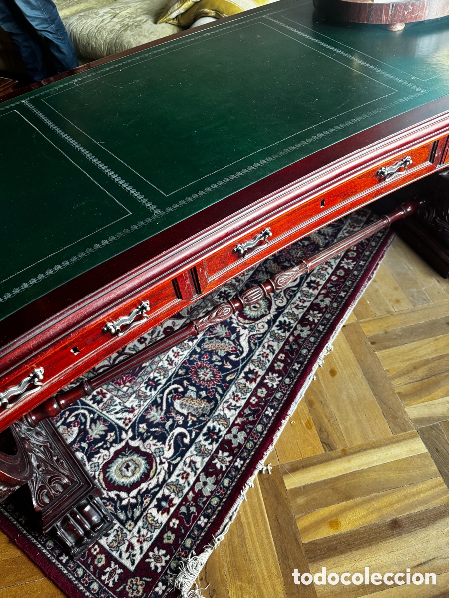 Vintage: Mesa despacho piel y madera - Foto 4
