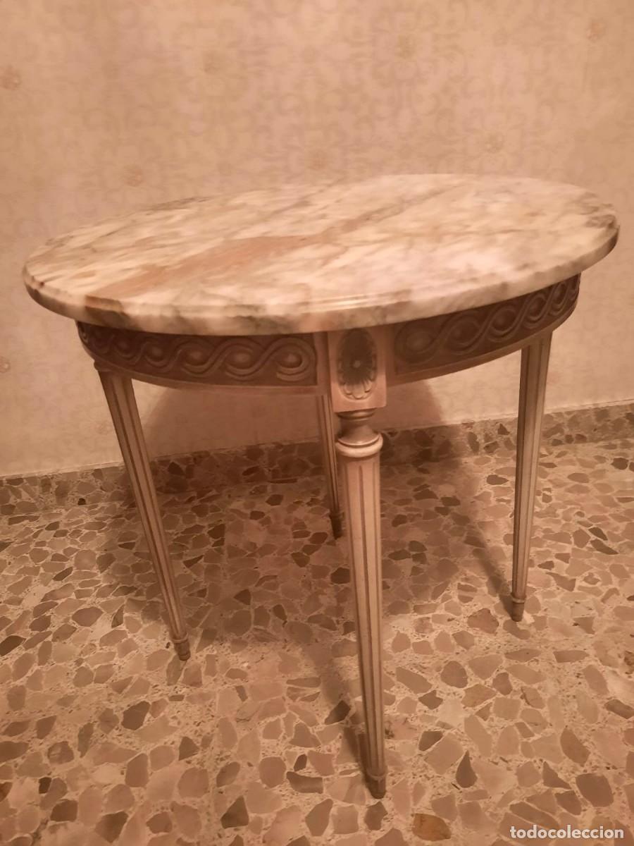 Vintage: mesita auxiliar redonda de marmol