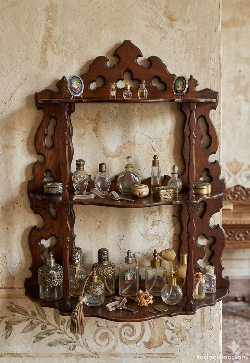 Vintage: Vitrina de madera estanter&iacute;a con lejas antigua Mid Century