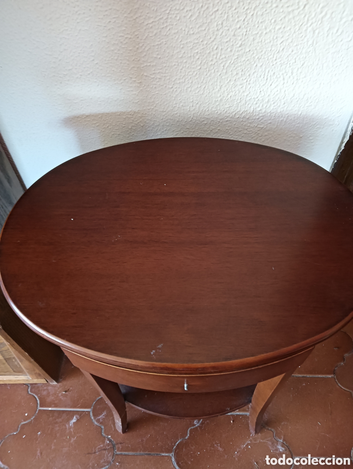 Vintage: Mesilla de madera ovalada - Foto 2