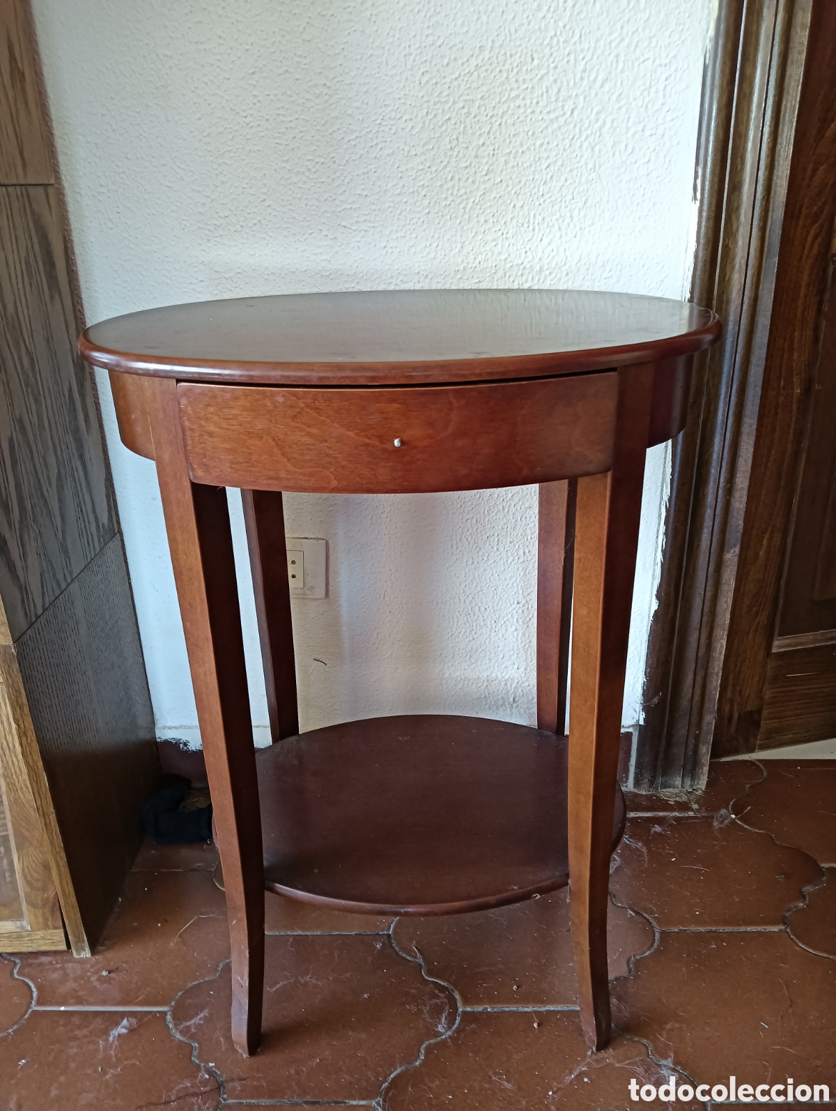 Vintage: Mesilla de madera ovalada - Foto 3