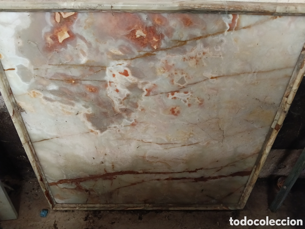 Vintage: Mesa de onice con base de madera tallada - Foto 1