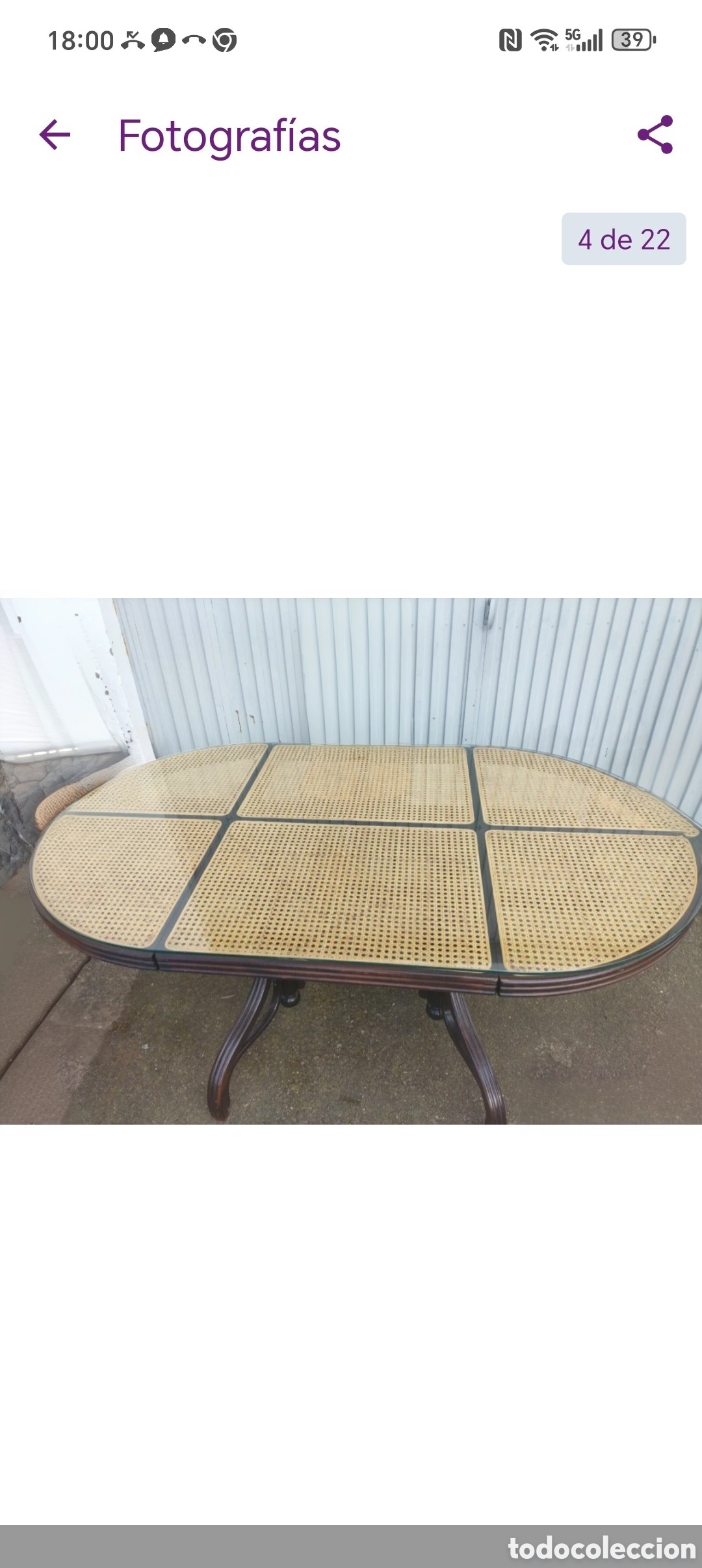 Vintage: mesa de madera de nogal y rayan paja de viena ver descripci&oacute;n