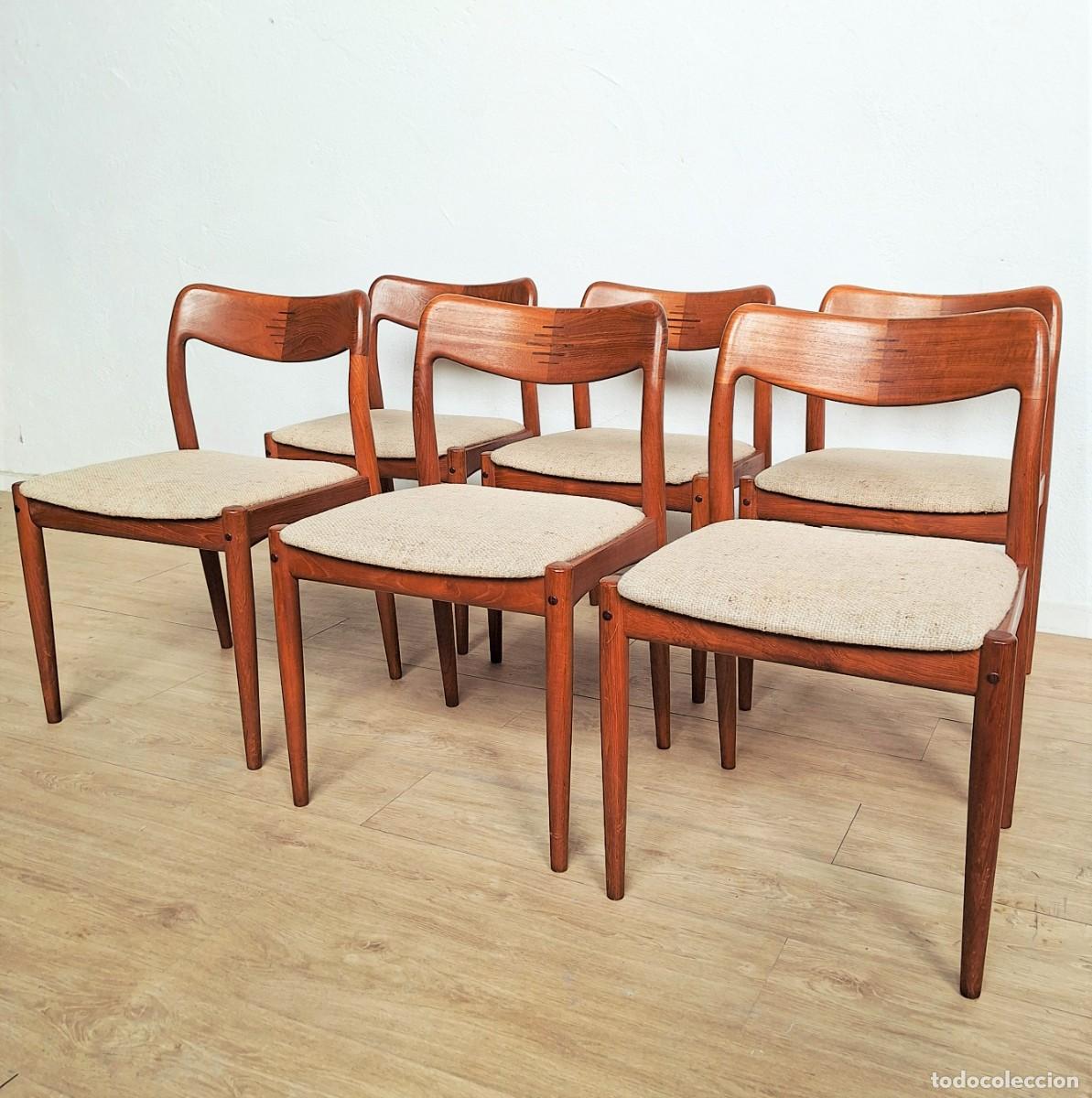 Vintage: Seis sillas mid century de Johannes Andersen para Uldum M&oslash;belfabrik. Dinamarca 1950 - 1960