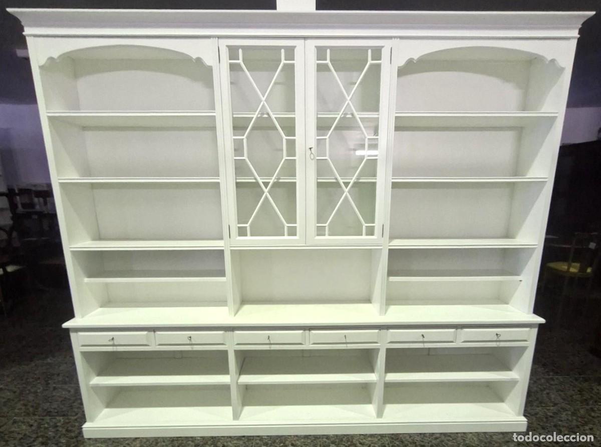 Vintage: LIBRERIA INGLESA LACADA BLANCA 280 x 230 x 40