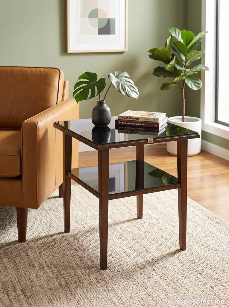 Vintage: MESA AUXILIAR CON CRISTAL