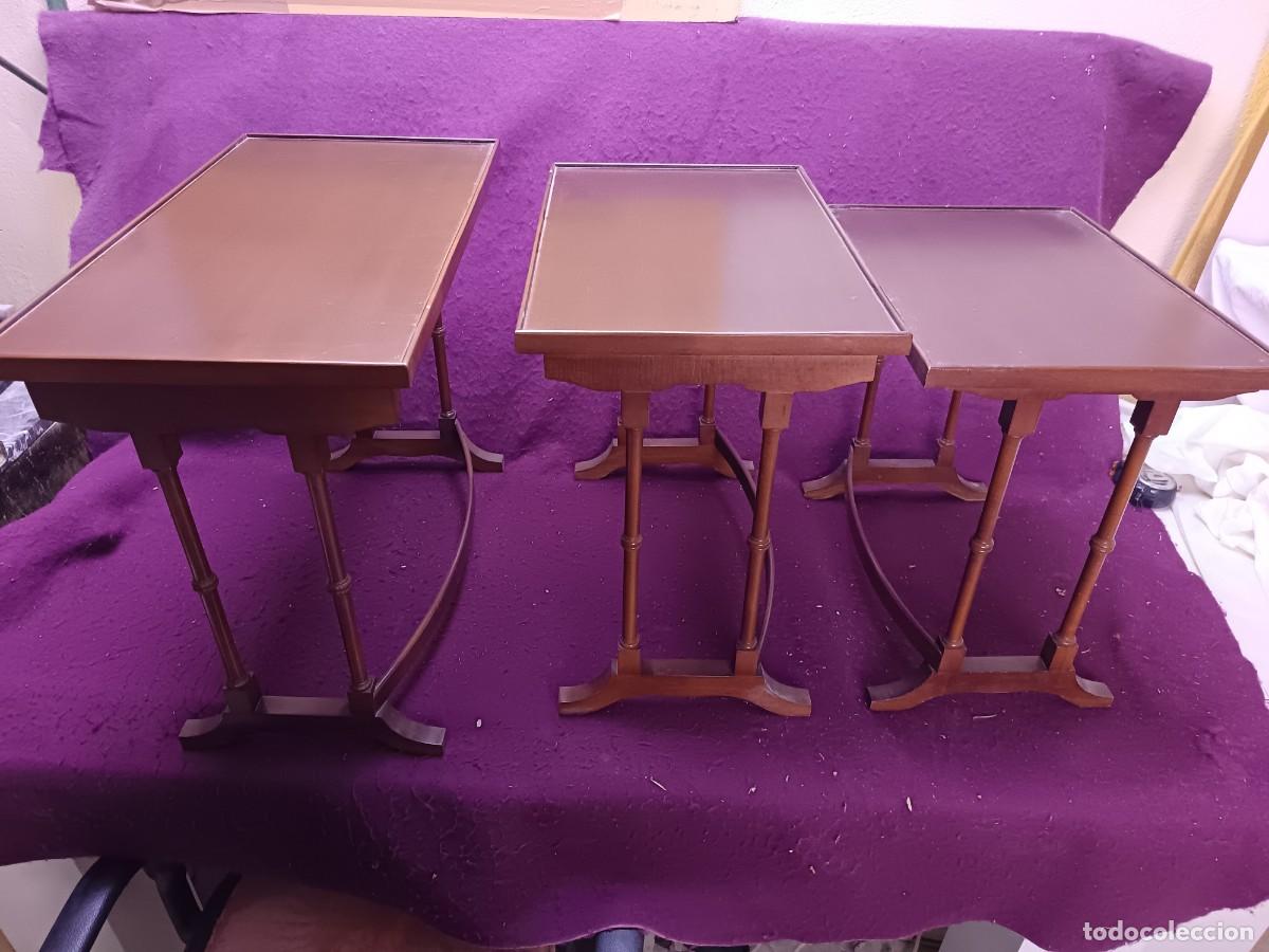 Vintage: Conjunto de 3 mesas anidables, de madera, vintage