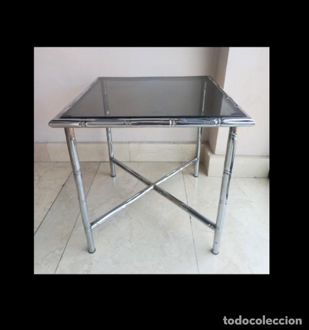 Vintage: Mesa auxiliar bamb&uacute; cromado vintage - Foto 3