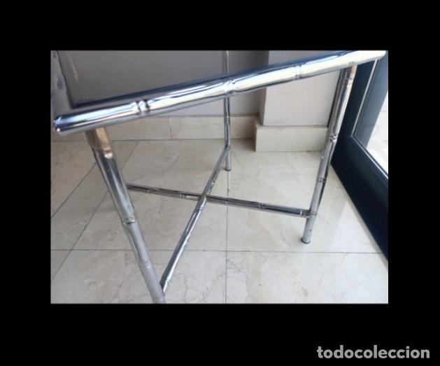 Vintage: Mesa auxiliar bamb&uacute; cromado vintage - Foto 4