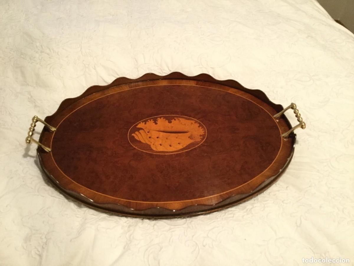 Vintage: Bandeja inglesa de madera de nogal vintage