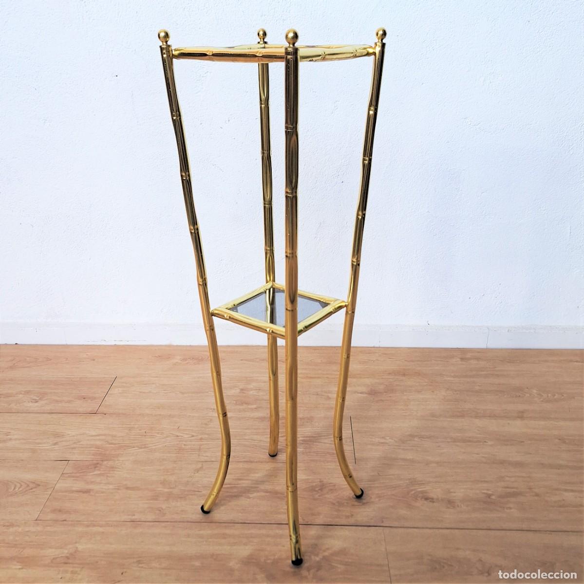 Vintage: Soporte para flores con forma de bamb&uacute;, estilo Hollywood Regency. 1970 - 1975