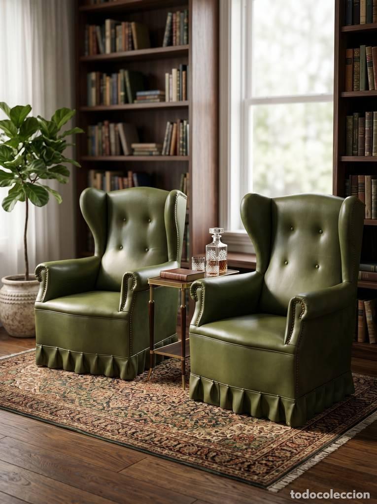 Vintage: PAREJA DE SILLONES VERDES - Foto 1