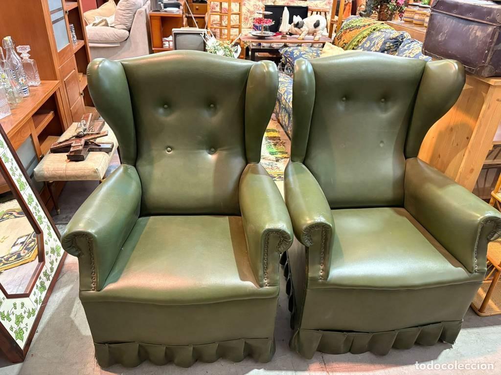 Vintage: PAREJA DE SILLONES VERDES - Foto 2