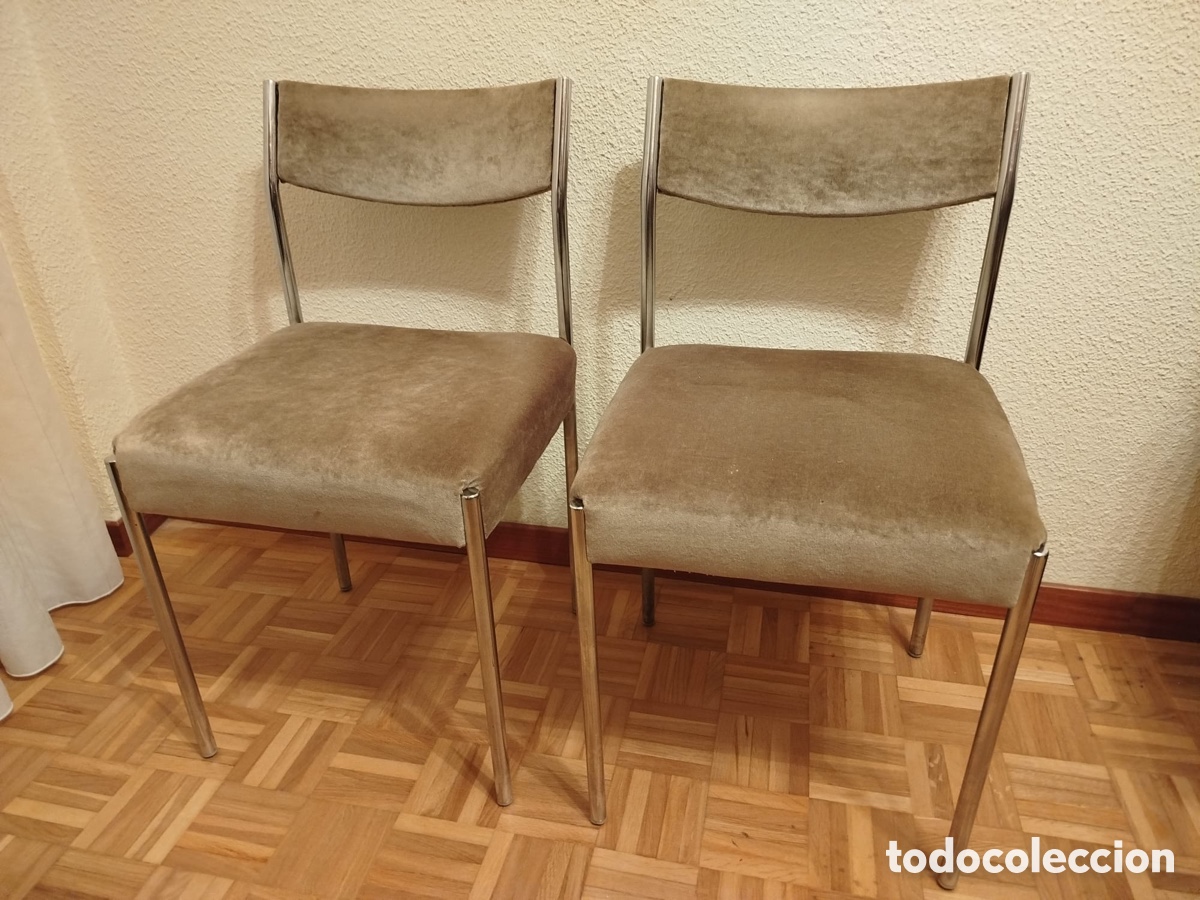 Vintage: Pareja de sillas cromadas a&ntilde;os 70