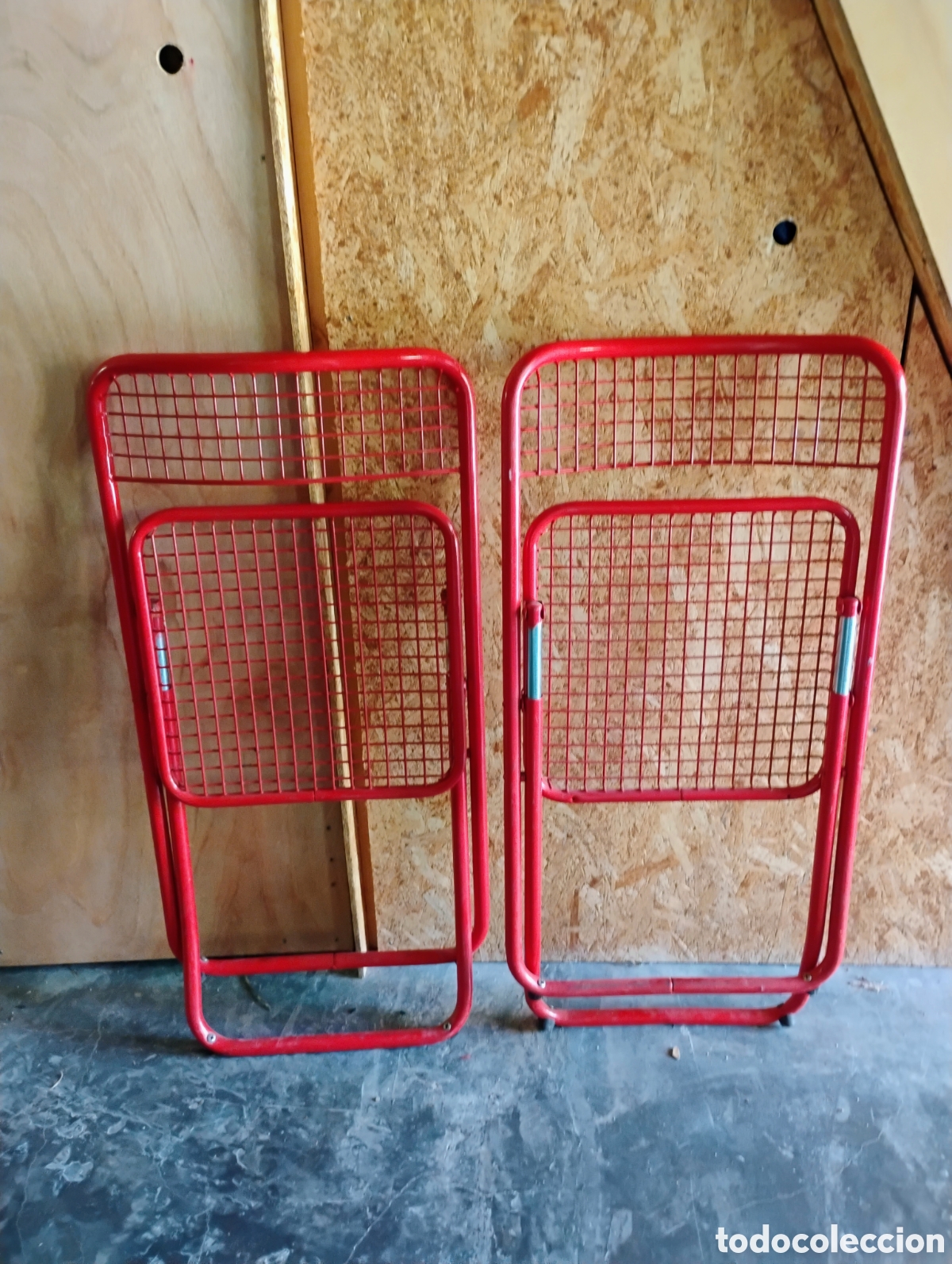 Vintage: Pareja sillas hierro plegables Federico Giner