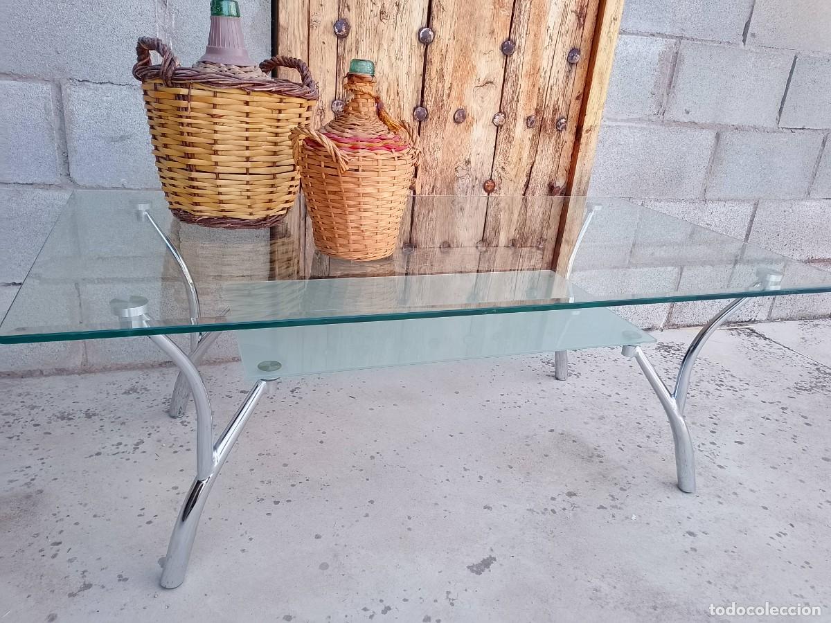 Vintage: Mesa de centro cristal y metal cromado - Foto 1