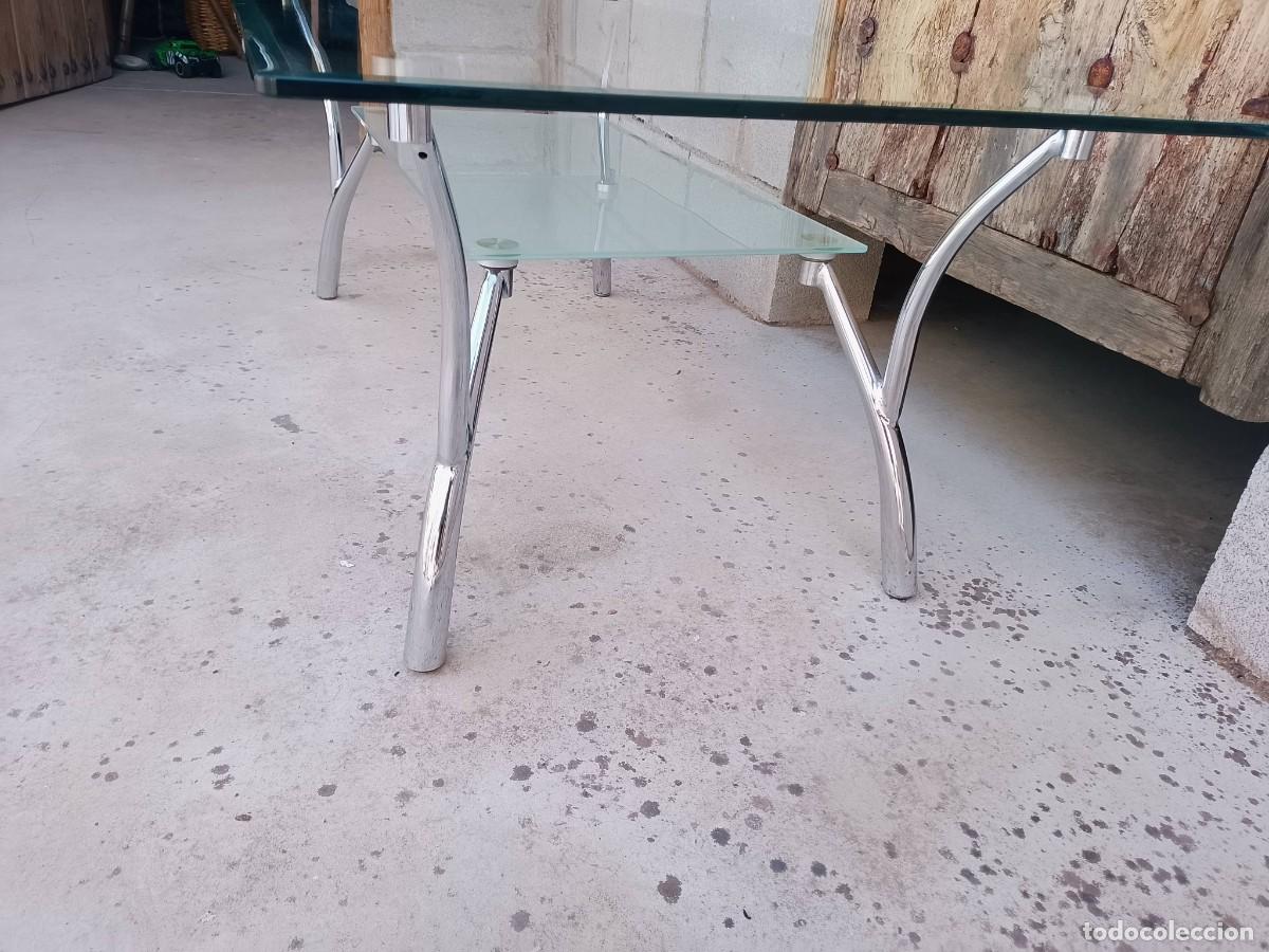 Vintage: Mesa de centro cristal y metal cromado - Foto 2