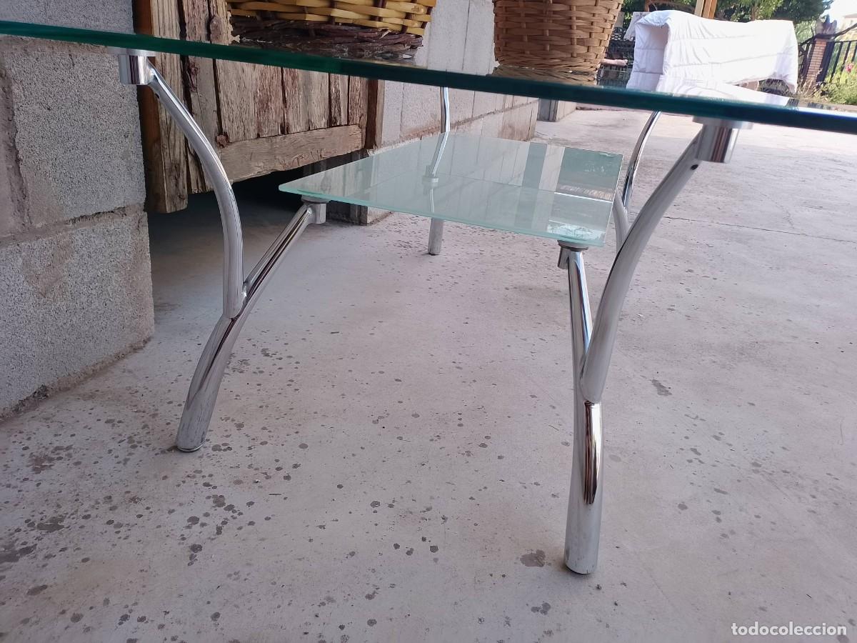 Vintage: Mesa de centro cristal y metal cromado - Foto 3