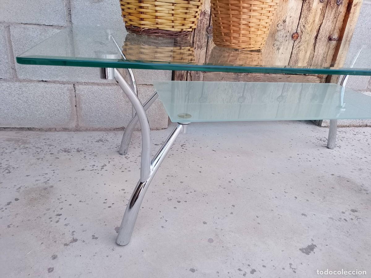 Vintage: Mesa de centro cristal y metal cromado - Foto 8