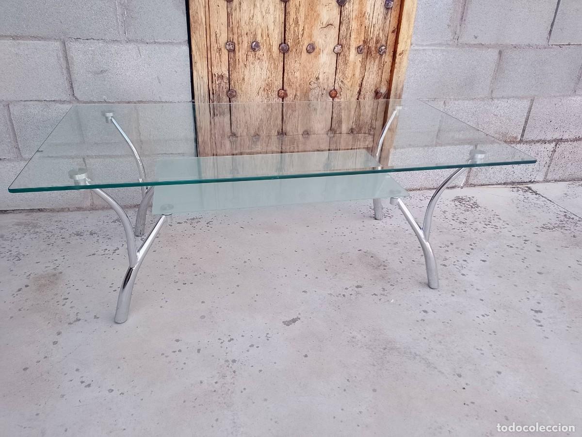 Vintage: Mesa de centro cristal y metal cromado - Foto 10