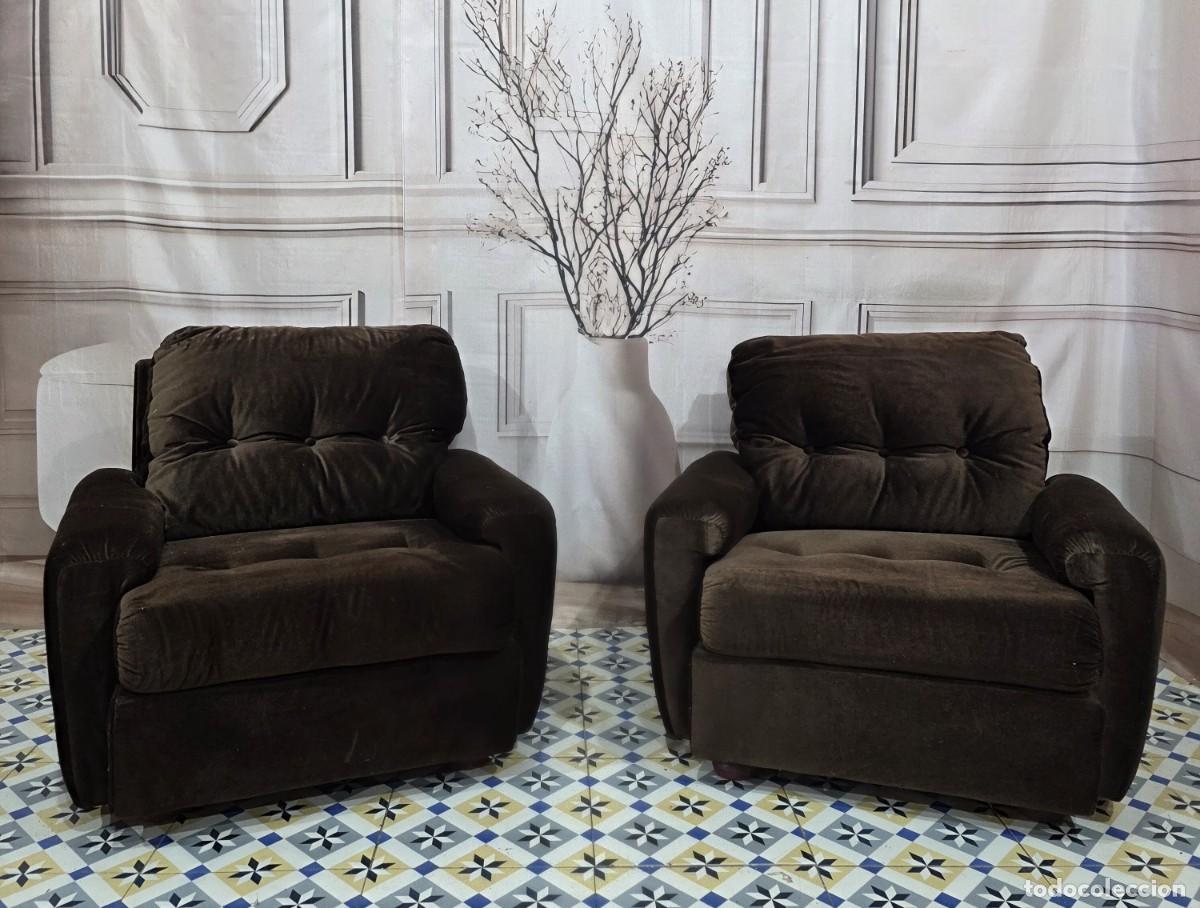 Vintage: Pareja de sillones vintage en terciopelo
