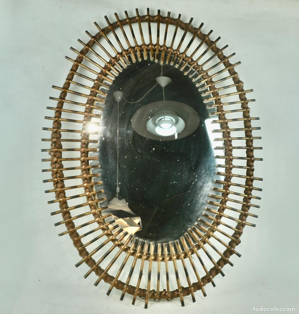 Vintage: Espejo de mimbre ovalado