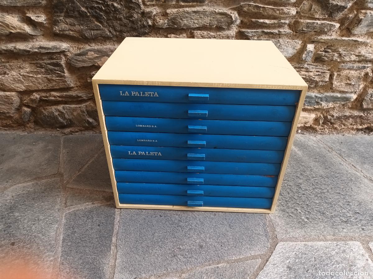 Vintage: EXPOSITOR HILOS LA PALETA LOMBARD S.A. MUEBLE CAJONES.